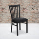 Black Vinyl Seat/Black Metal Frame |#| Black School House Back Metal Restaurant Chair - Black Vinyl Seat