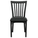 Black Vinyl Seat/Black Metal Frame |#| Black School House Back Metal Restaurant Chair - Black Vinyl Seat