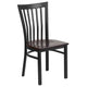 Walnut Wood Seat/Black Metal Frame |#| Black School House Back Metal Restaurant Chair - Walnut Wood Seat