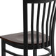 Walnut Wood Seat/Black Metal Frame |#| Black School House Back Metal Restaurant Chair - Walnut Wood Seat