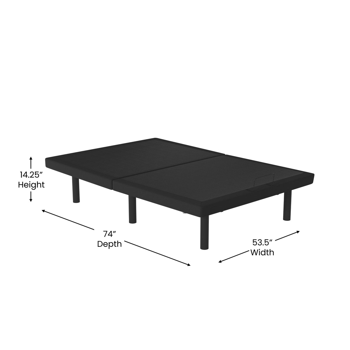 Full |#| Anti-skid Black Upholstered Adjustable Bed Base with Wireless Remote-Full