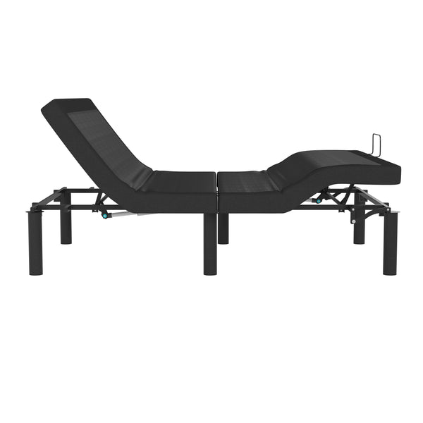 Full |#| Anti-skid Black Upholstered Adjustable Bed Base with Wireless Remote-Full