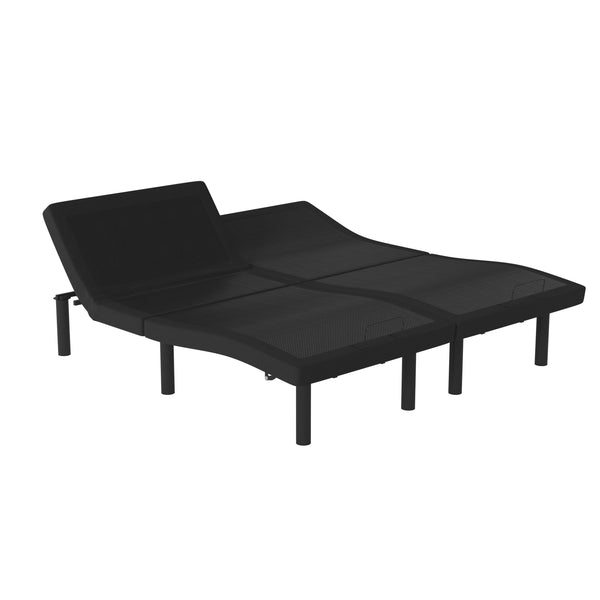 Split King |#| Anti-skid Black Upholstered Adjustable Bed Base with Wireless Remote-Split King