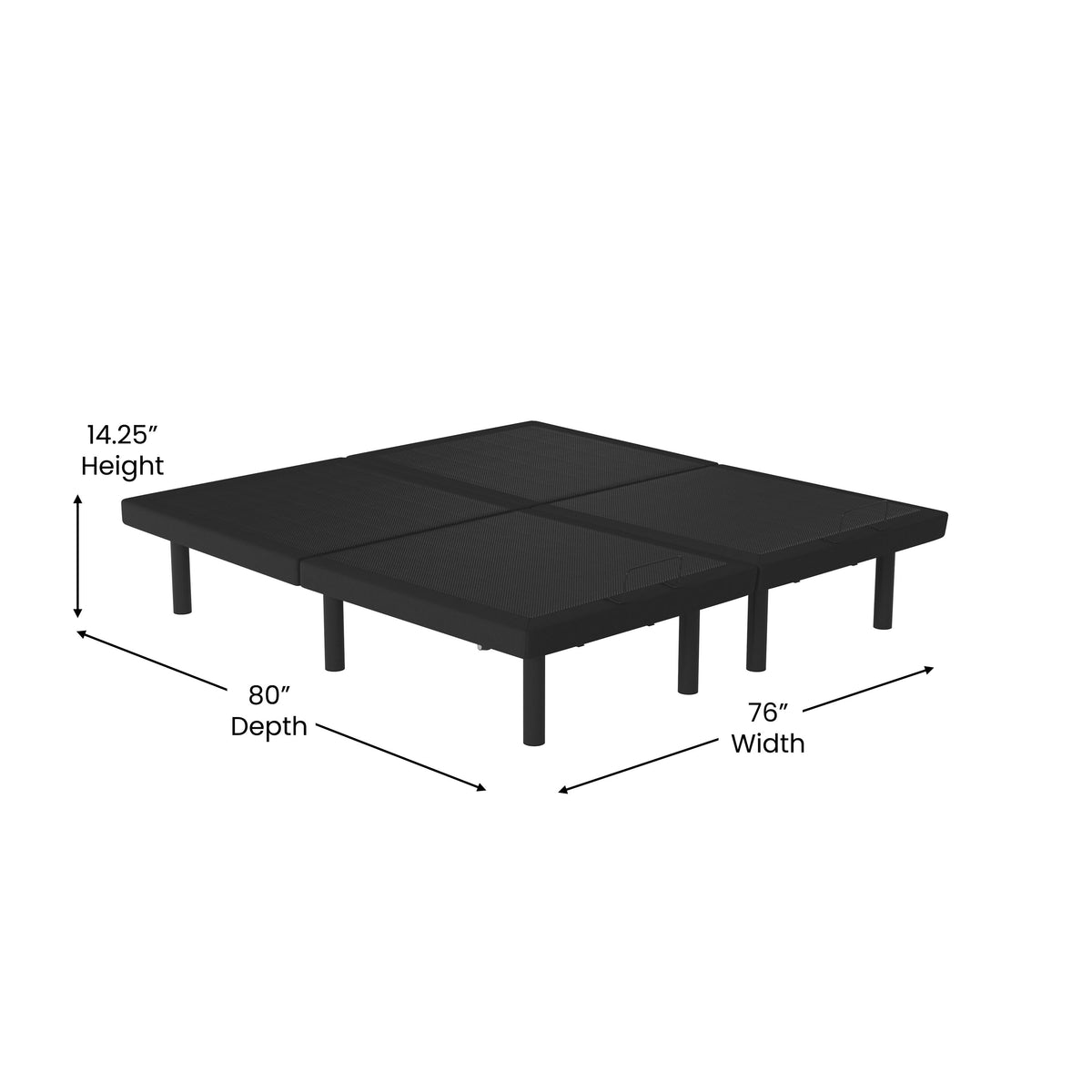 Split King |#| Anti-skid Black Upholstered Adjustable Bed Base with Wireless Remote-Split King