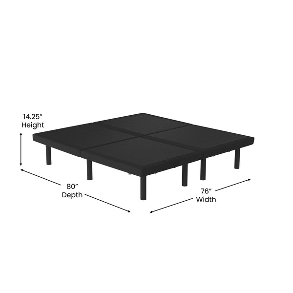 Split King |#| Anti-skid Black Upholstered Adjustable Bed Base with Wireless Remote-Split King