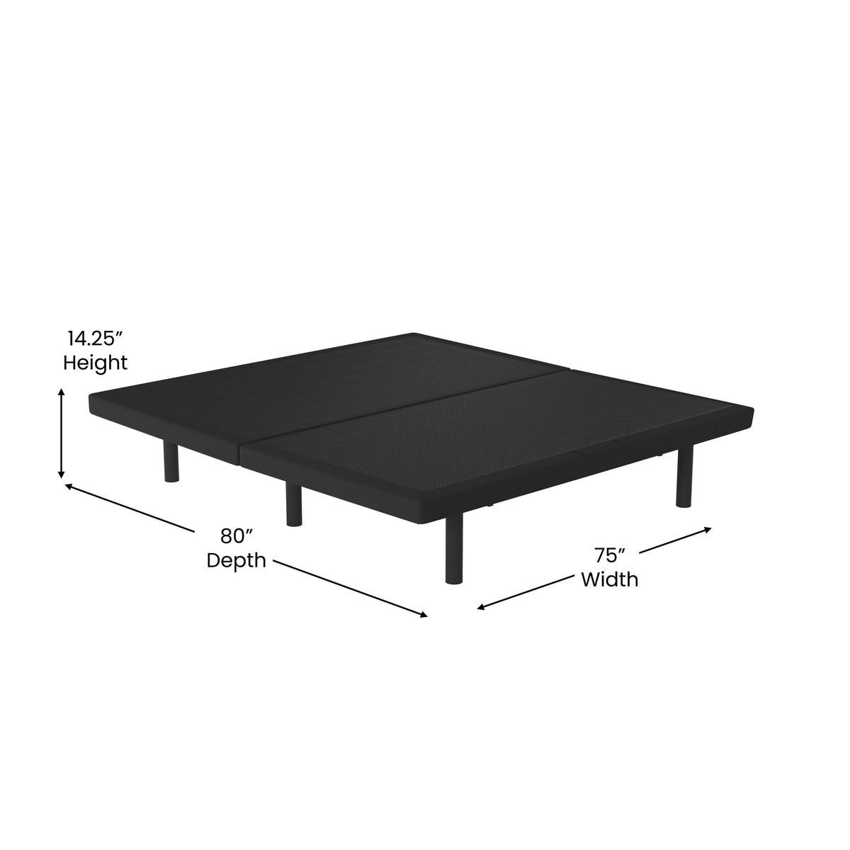 King |#| Anti-skid Black Upholstered Adjustable Bed Base with Wireless Remote-King