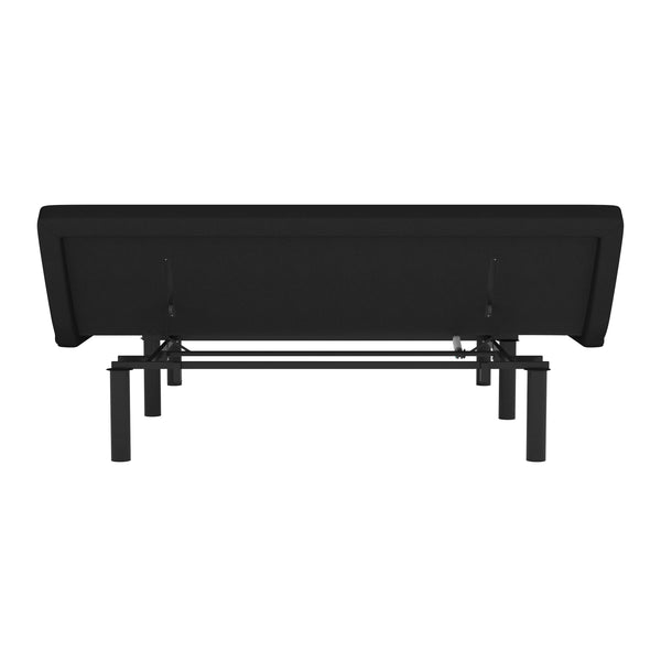 King |#| Anti-skid Black Upholstered Adjustable Bed Base with Wireless Remote-King