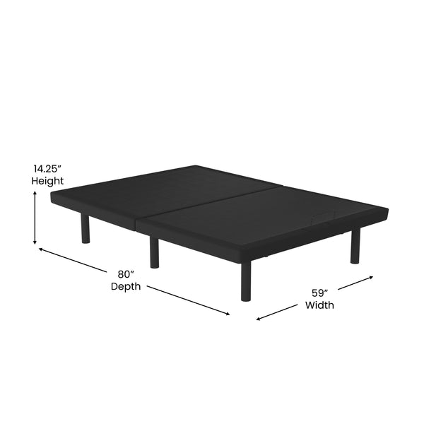 Queen |#| Anti-skid Black Upholstered Adjustable Bed Base with Wireless Remote-Queen