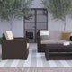 4 Piece Outdoor Faux Rattan Chair, Loveseat and Table Set in Chocolate Brown