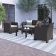 Dark Gray |#| 4 Piece Outdoor Faux Rattan Chair, Loveseat and Table Set in Dark Gray