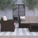 4 Piece Outdoor Faux Rattan Chair, Sofa and Table Set in Chocolate Brown