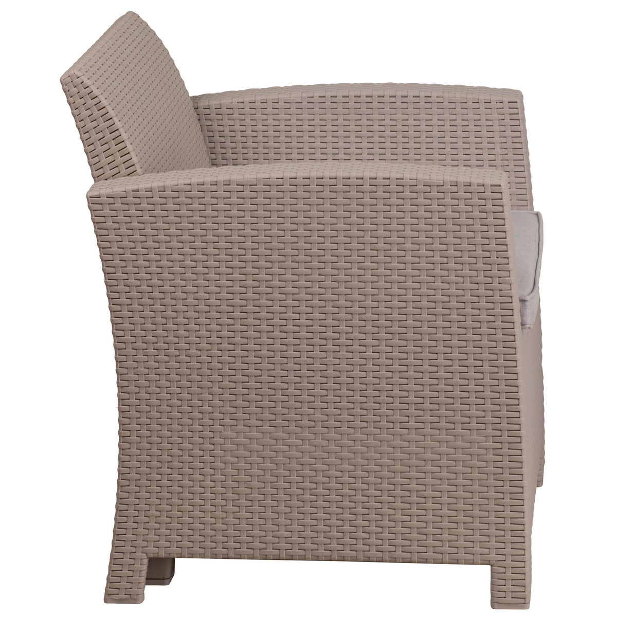 Light Gray |#| Light Gray Faux Rattan Chair with All-Weather Light Gray Cushion - Patio Chair