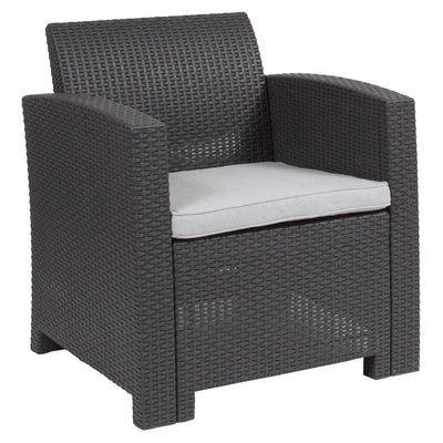 Seneca Faux Rattan Chair with All-Weather Cushion - View 1