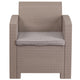 Light Gray |#| Light Gray Faux Rattan Chair with All-Weather Light Gray Cushion - Patio Chair