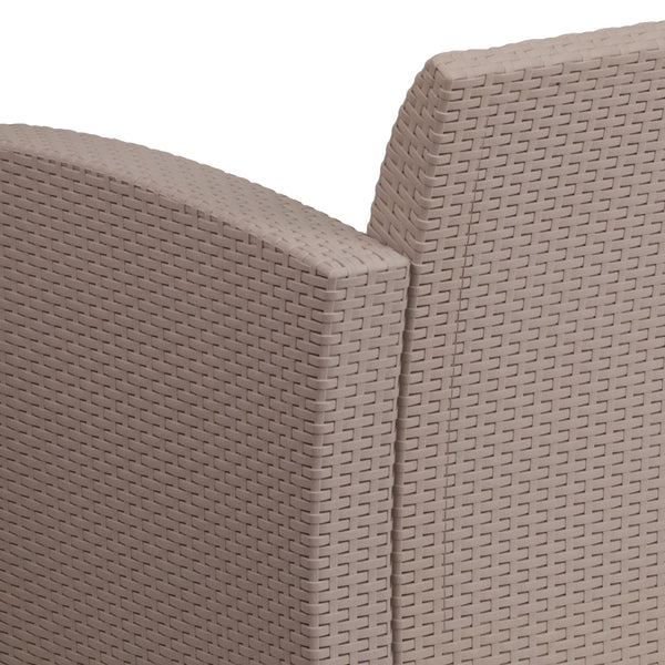 Light Gray |#| Light Gray Faux Rattan Chair with All-Weather Light Gray Cushion - Patio Chair