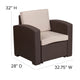 Chocolate Brown |#| Chocolate Brown Faux Rattan Chair with All-Weather Beige Cushion