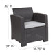 Dark Gray |#| Dark Gray Faux Rattan Chair with All-Weather Light Gray Cushion - Patio Chair