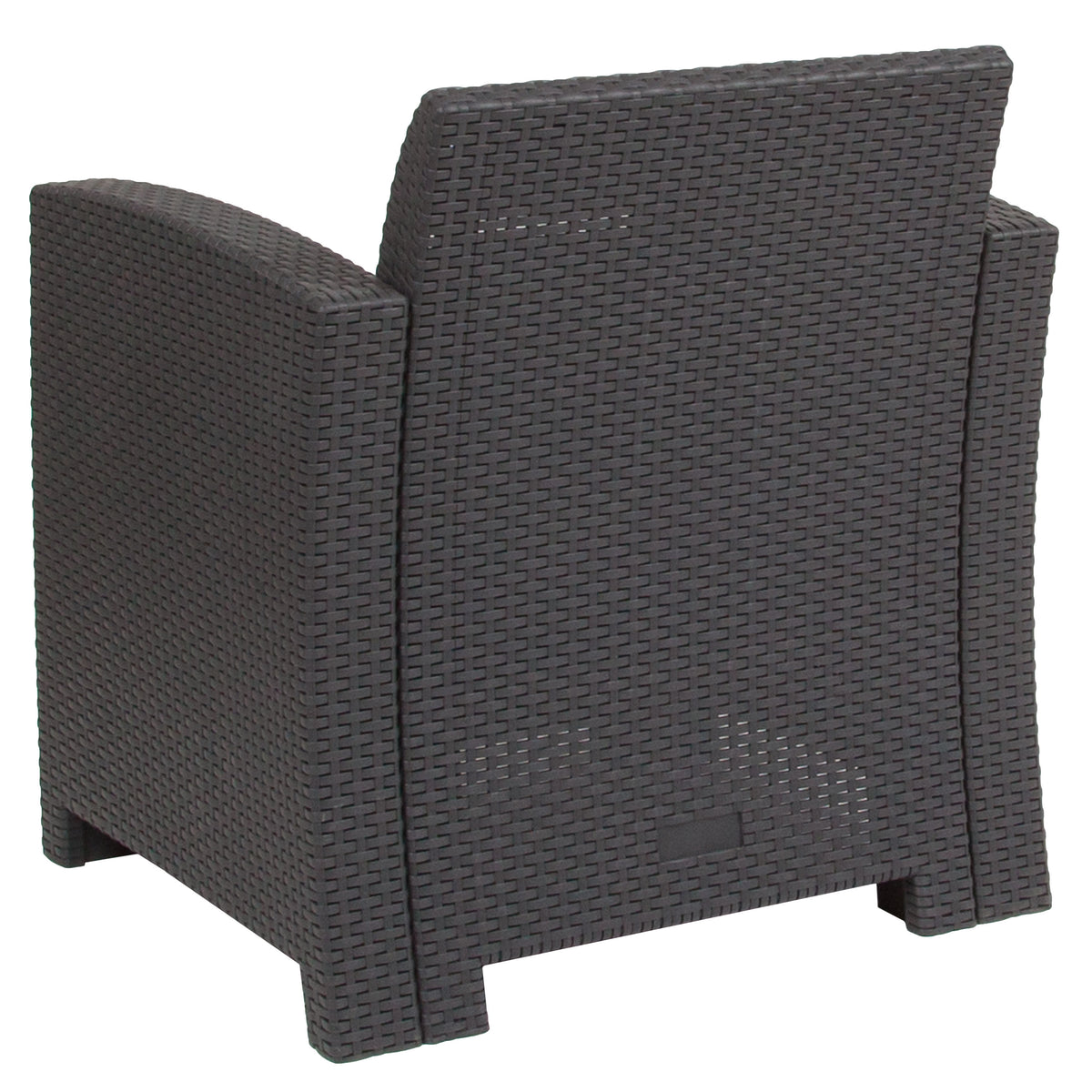 Dark Gray |#| Dark Gray Faux Rattan Chair with All-Weather Light Gray Cushion - Patio Chair