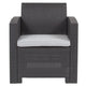 Dark Gray |#| Dark Gray Faux Rattan Chair with All-Weather Light Gray Cushion - Patio Chair