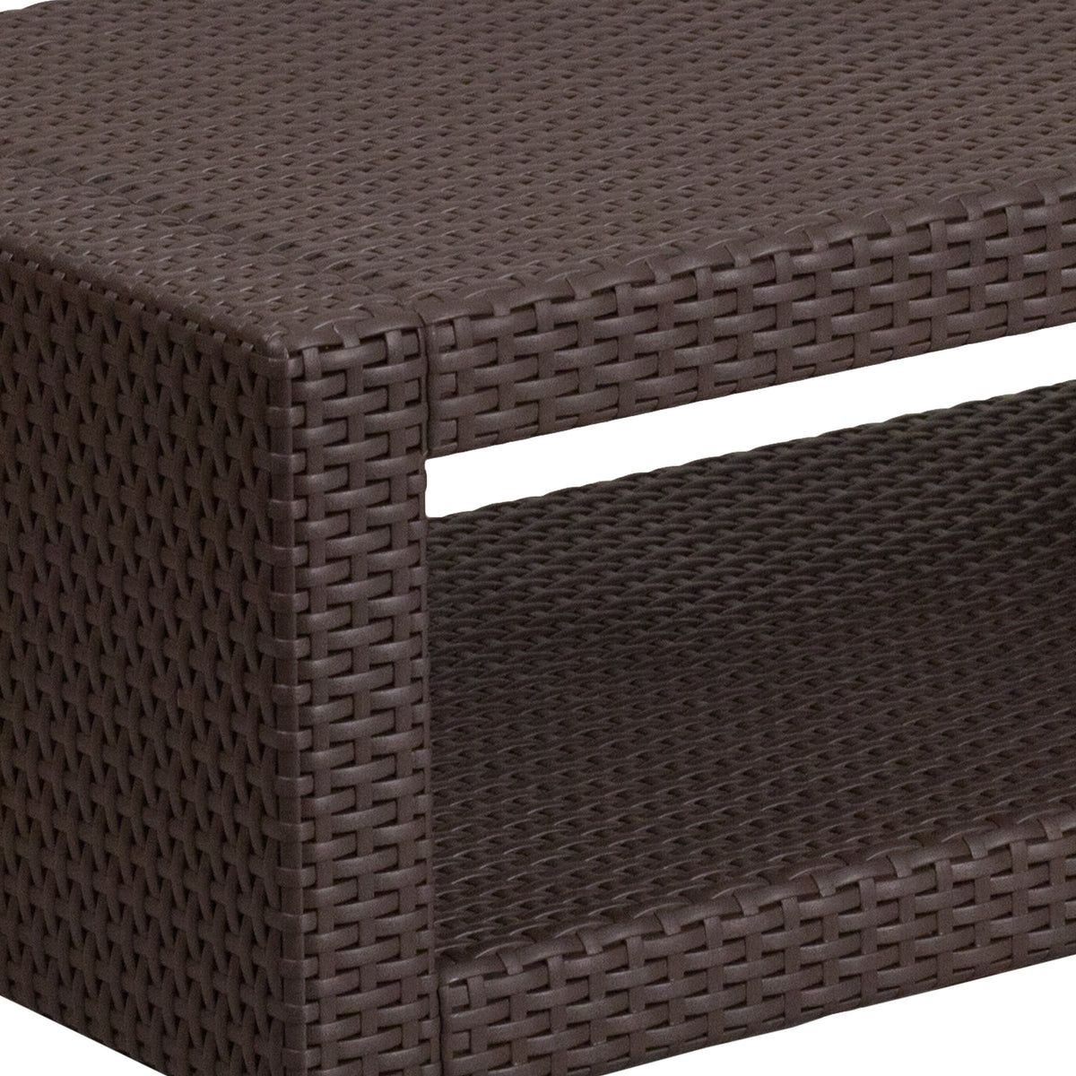 Chocolate Brown Faux Rattan Coffee Table - Outdoor Accent Table - Patio Table