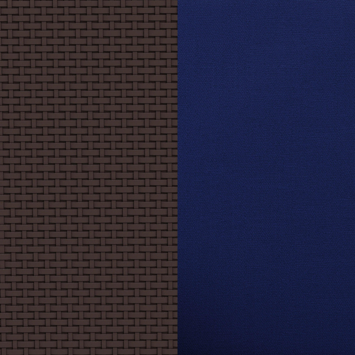 Brown/Navy |#| Chocolate Brown Faux Rattan Loveseat with All-Weather Navy Cushions
