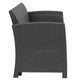 Dark Gray |#| Dk Gray Faux Rattan Loveseat with All-Weather Light Gray Cushions - Patio Chair
