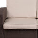 Chocolate Brown |#| Chocolate Brown Faux Rattan Loveseat with All-Weather Beige Cushions