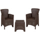 Chocolate |#| Chocolate Faux Rattan Plastic Chair Set with Matching Side Table - Patio Set