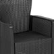 Dark Gray |#| Dark Gray Faux Rattan Plastic Chair Set with Matching Side Table - Patio Set