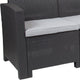Dark Gray |#| Dark Gray Faux Rattan Sofa with All-Weather Light Gray Cushions - Patio Chair
