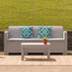 Light Gray |#| Light Gray Faux Rattan Sofa with All-Weather Light Gray Cushions - Patio Chair