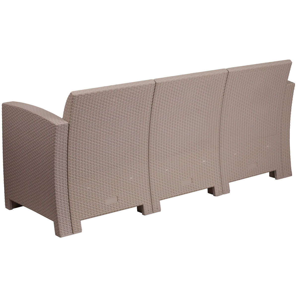 Light Gray |#| Light Gray Faux Rattan Sofa with All-Weather Light Gray Cushions - Patio Chair
