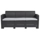 Dark Gray |#| Dark Gray Faux Rattan Sofa with All-Weather Light Gray Cushions - Patio Chair