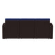 Navy Cushions/Chocolate Brown Frame |#| Chocolate Brown Faux Rattan Sofa with All-Weather Navy Cushions