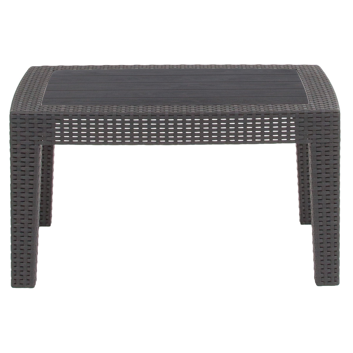 Dark Gray |#| Dark Gray Faux Rattan Coffee Table - Outdoor Accent Table - Patio Furniture