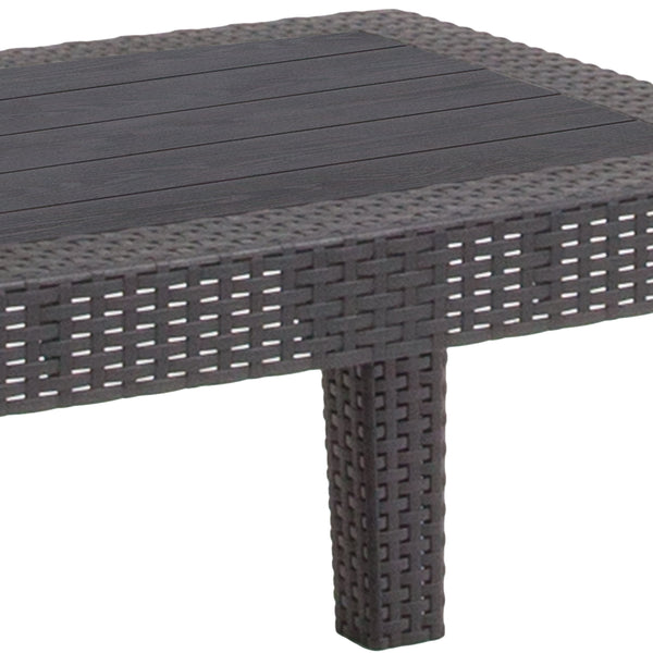 Dark Gray |#| Dark Gray Faux Rattan Coffee Table - Outdoor Accent Table - Patio Furniture