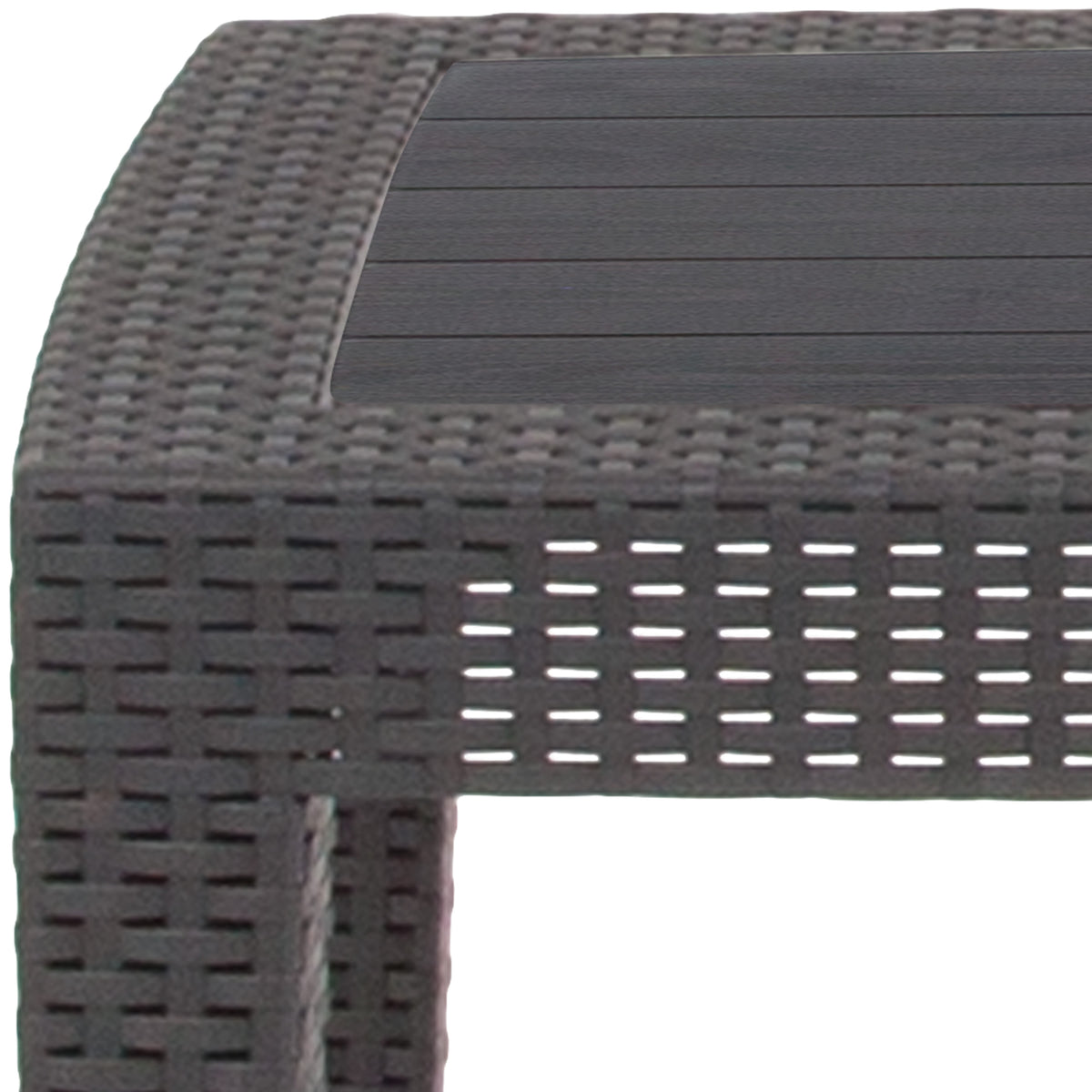 Dark Gray |#| Dark Gray Faux Rattan Coffee Table - Outdoor Accent Table - Patio Furniture