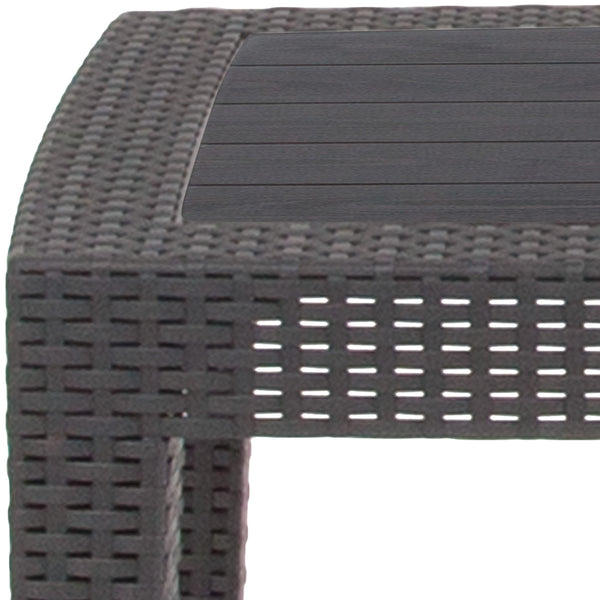 Dark Gray |#| Dark Gray Faux Rattan Coffee Table - Outdoor Accent Table - Patio Furniture