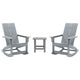 Gray |#| 2 Gray Modern Dual Slat Poly Resin Adirondack Rocking Chairs with 1 Side Table