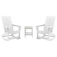 White |#| 2 White Modern Dual Slat Poly Resin Adirondack Rocking Chairs with 1 Side Table