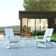 White |#| 2 White Modern Dual Slat Poly Resin Adirondack Rocking Chairs with 1 Side Table
