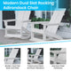 White |#| 2 White Modern Dual Slat Poly Resin Adirondack Rocking Chairs with 1 Side Table