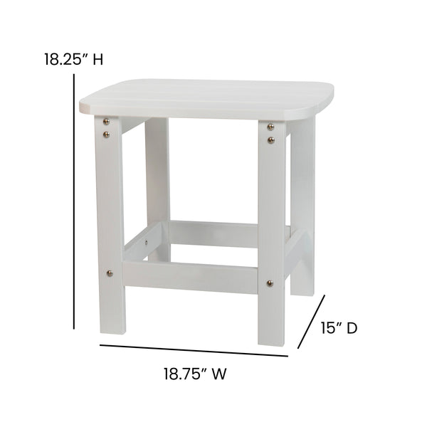 White |#| 2 White Modern Dual Slat Poly Resin Adirondack Rocking Chairs with 1 Side Table
