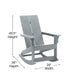 Gray |#| 2 Gray Modern Dual Slat Poly Resin Adirondack Rocking Chairs with 1 Side Table