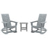 Set of 2 Finn Modern Commercial Grade All-Weather 2-Slat Poly Resin Rocking Adirondack Chairs with Side Table