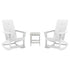 Set of 2 Finn Modern Commercial Grade All-Weather 2-Slat Poly Resin Rocking Adirondack Chairs with Side Table