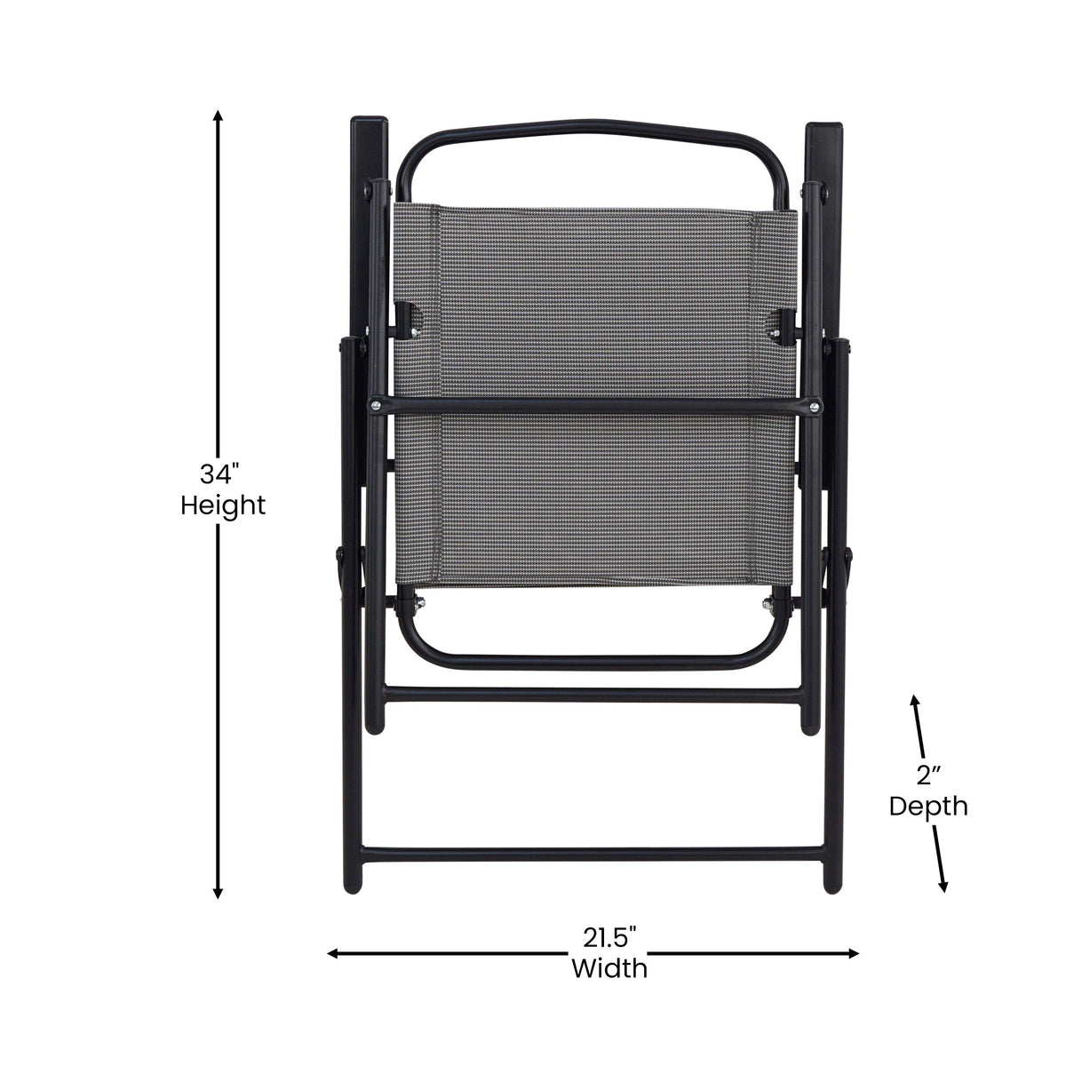 Gray |#| Set of 2 All-Weather Textilene Patio Sling Chairs with Armrests - Gray