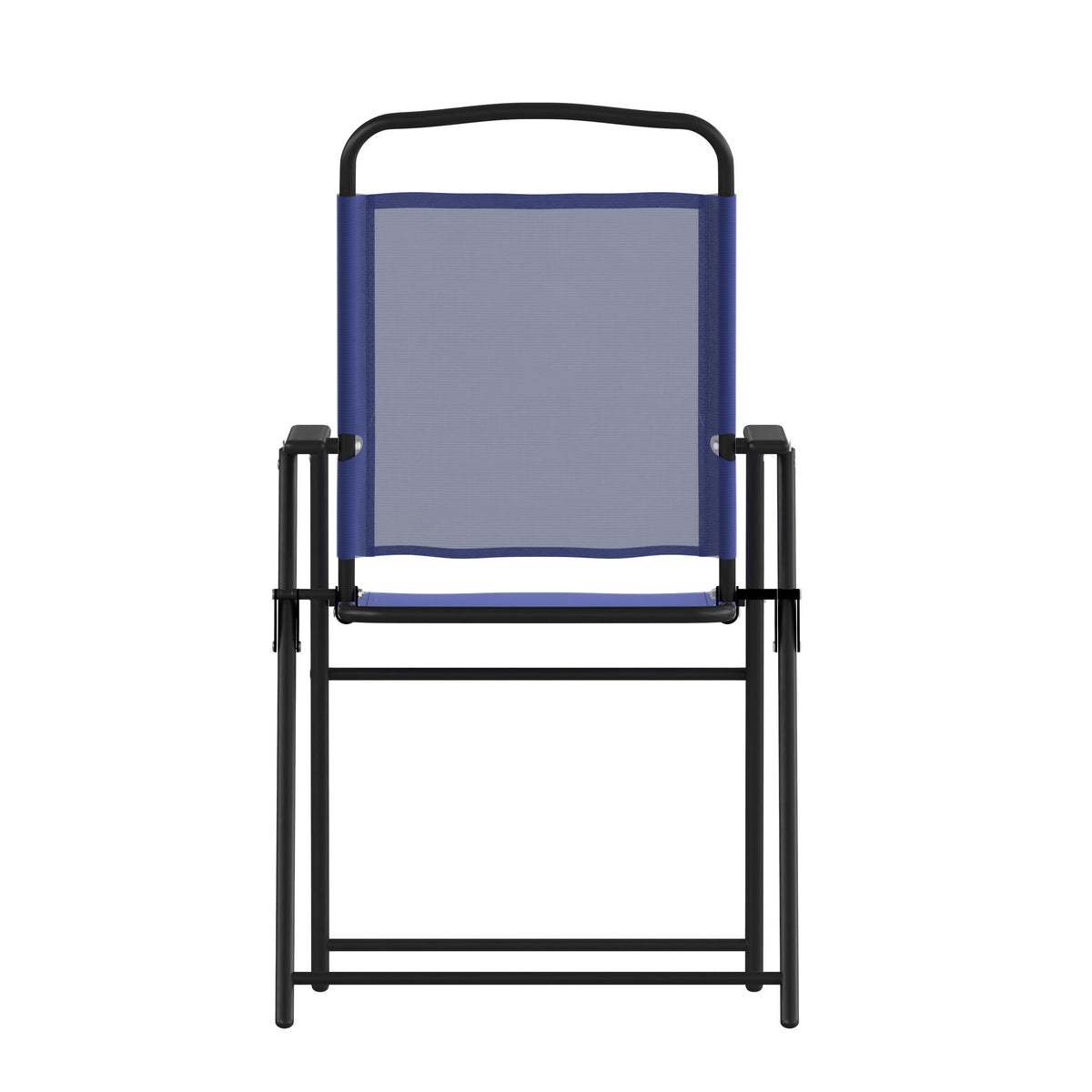 Navy |#| Set of 2 All-Weather Textilene Patio Sling Chairs with Armrests - Navy