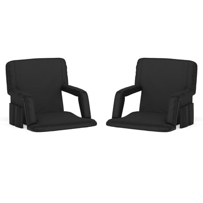 2 Pack Reclining Backpack Padded Stadium Chairs-Armrests & Storge Pockets - View 1