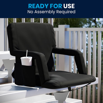 2 Pack Reclining Backpack Padded Stadium Chairs-Armrests & Storge Pockets - View 2